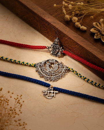 Ram Bhakti Silver Rakhi Combo