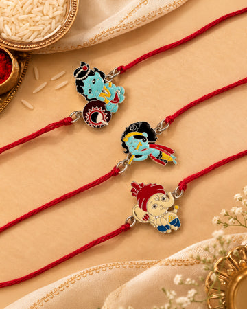 Little Divine Kids Silver Rakhi Combo