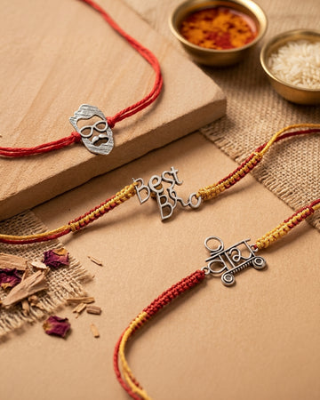 Veera Bro Vibes Silver Rakhi Combo