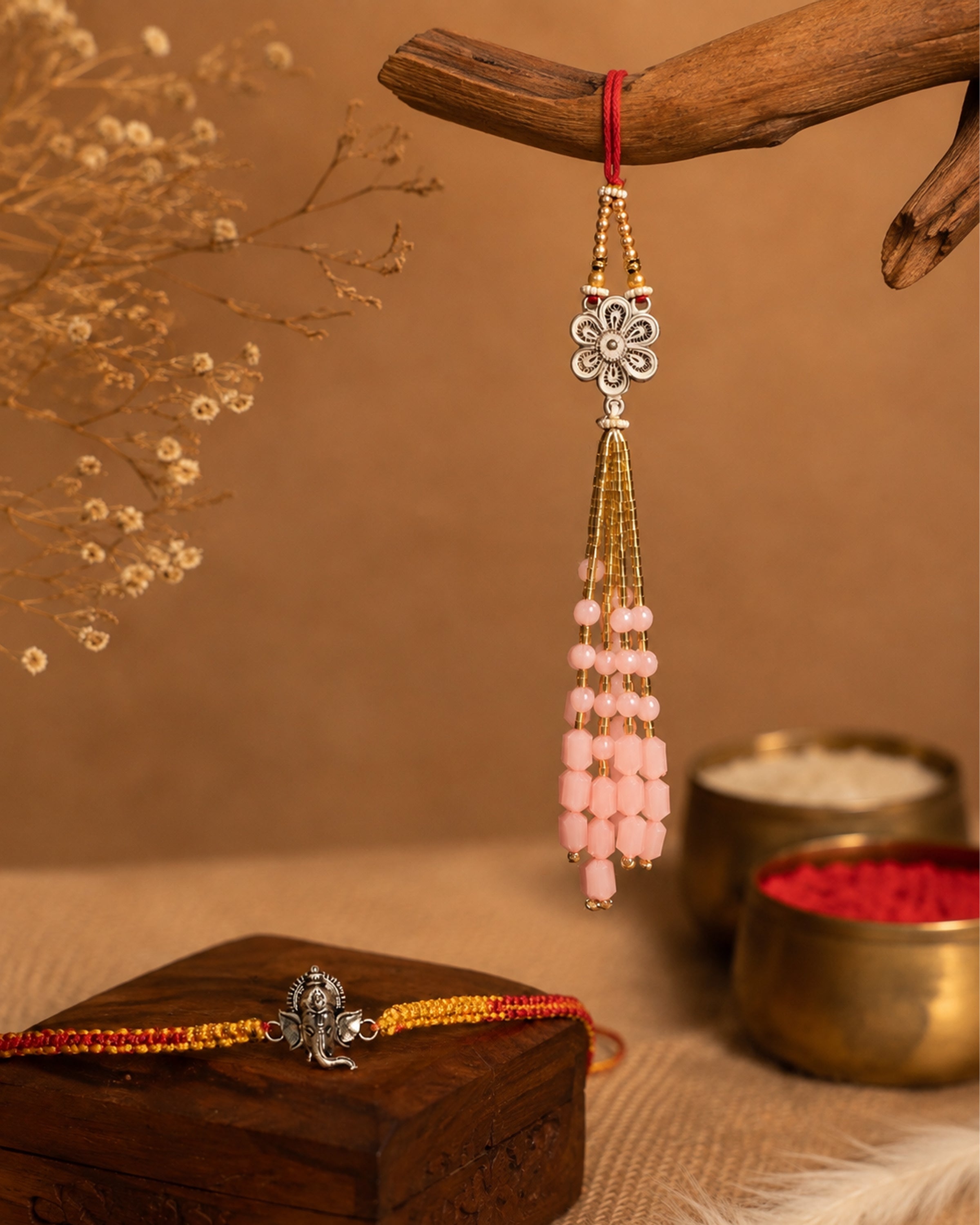 Ganpati Gulabi Bhai Bhabhi Rakhi Combo