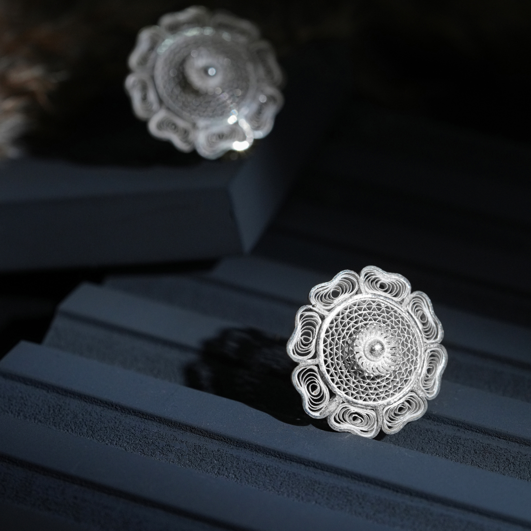 Odisha filigree silver earrings artisan craft India