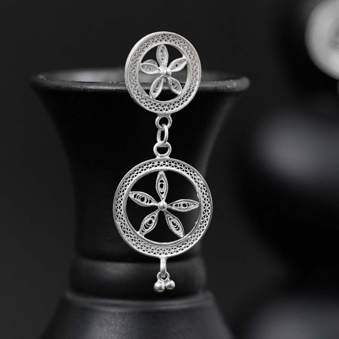 Odisha filigree silver earrings artisan craft India
