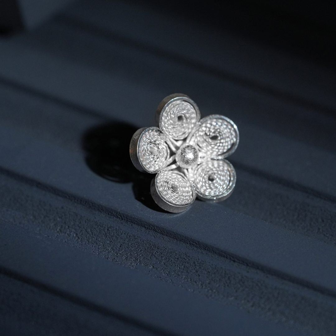 traditional Tarakashi filigree silver jhumkas India